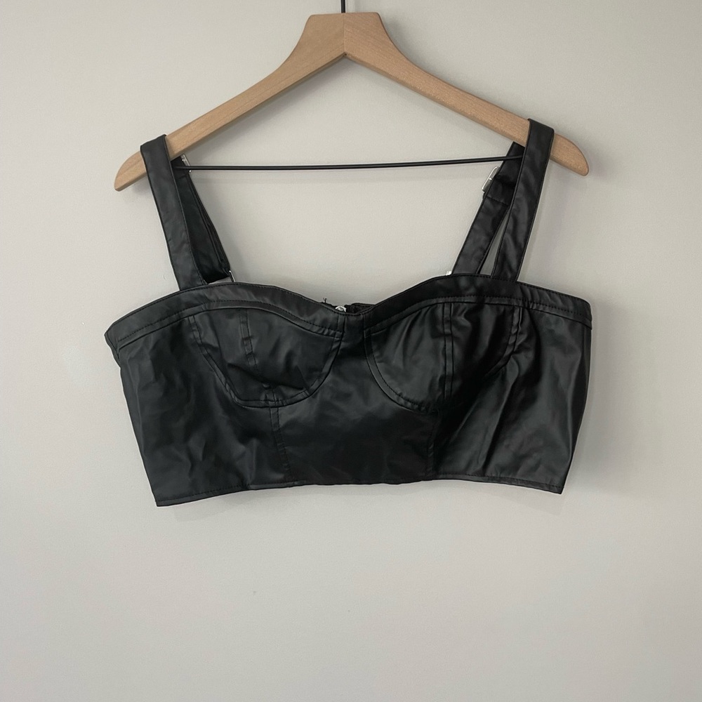 New Look faux leather bustier cropped top